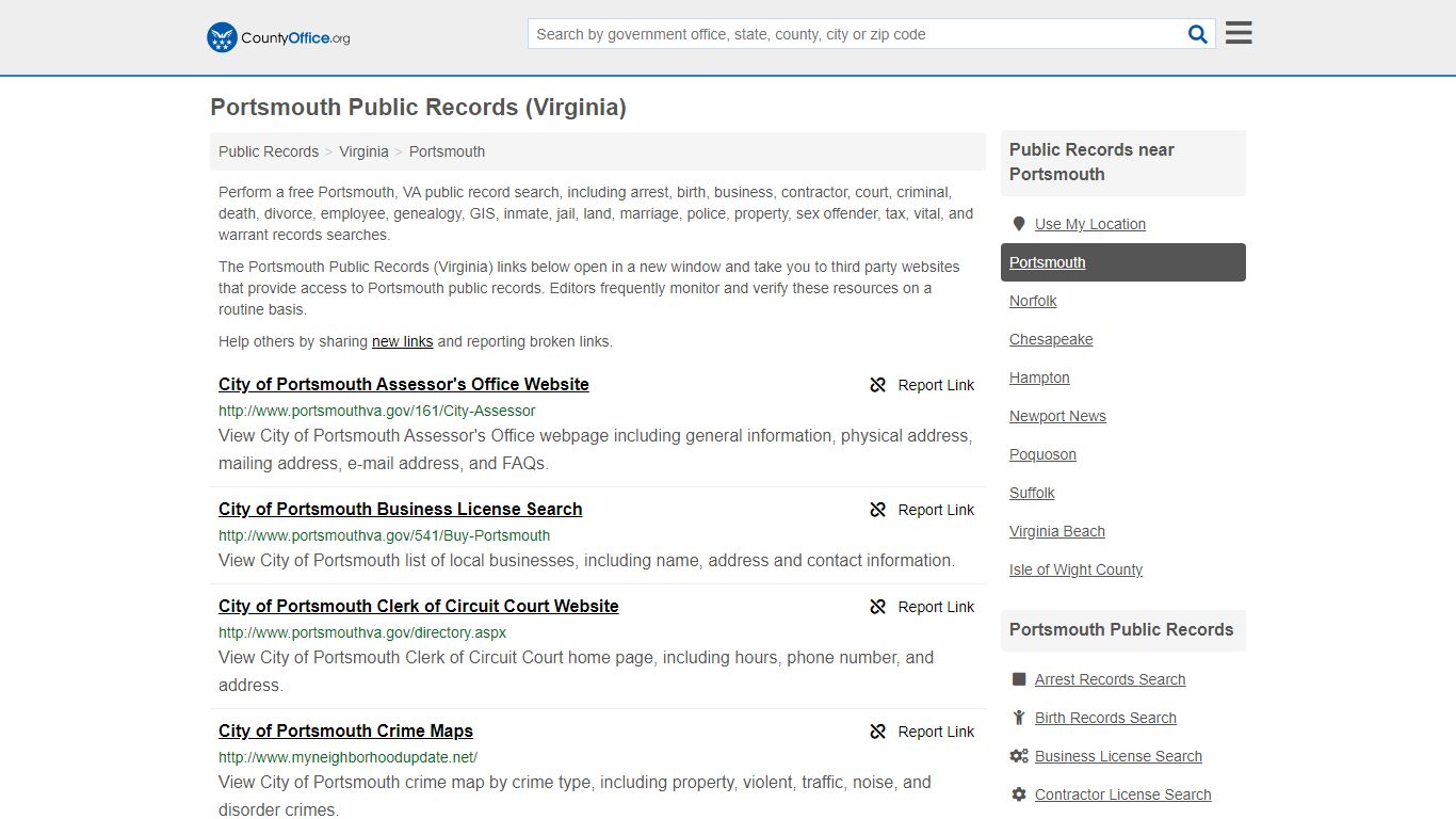 Public Records - Portsmouth, VA (Business, Criminal, GIS ...