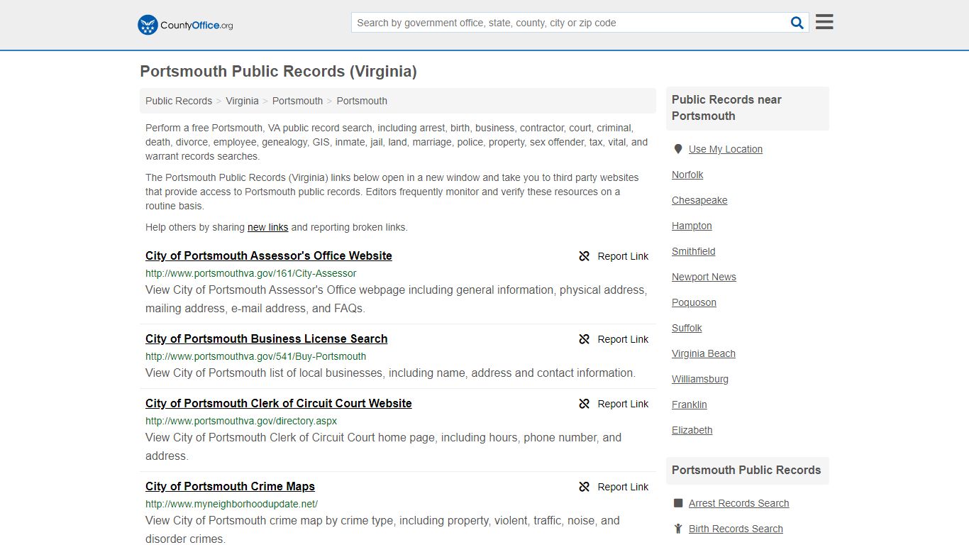 Public Records - Portsmouth, VA (Business, Criminal, GIS ...