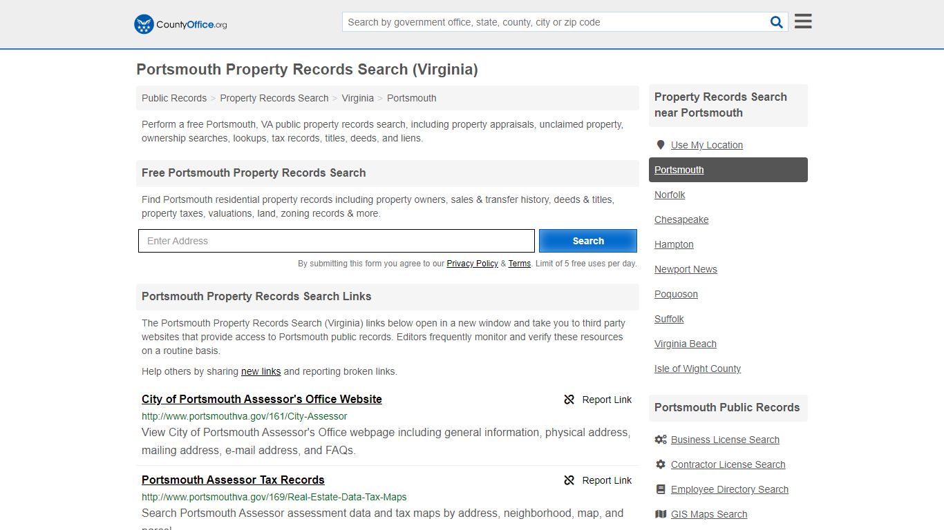 Property Records Search - Portsmouth, VA (Assessments ...