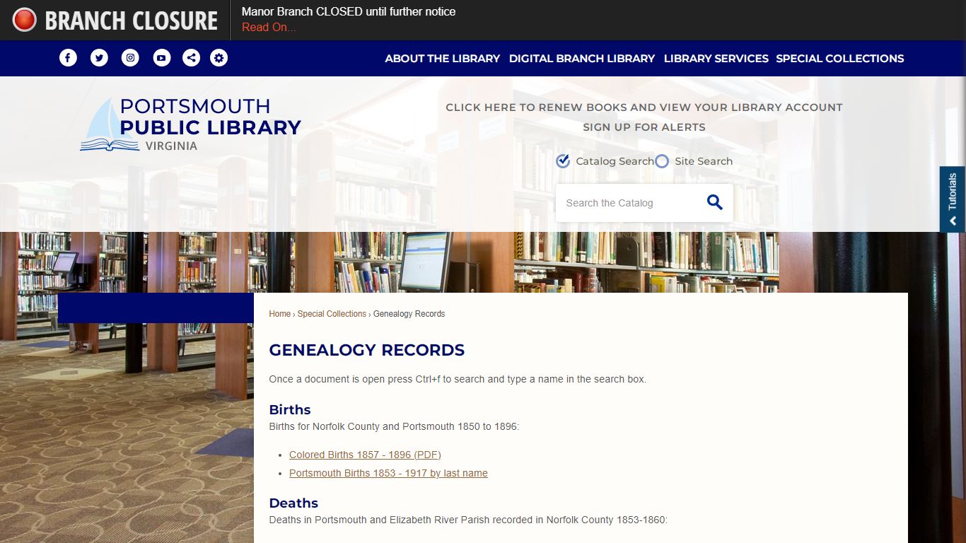 Genealogy Records | Portsmouth Public Library, VA